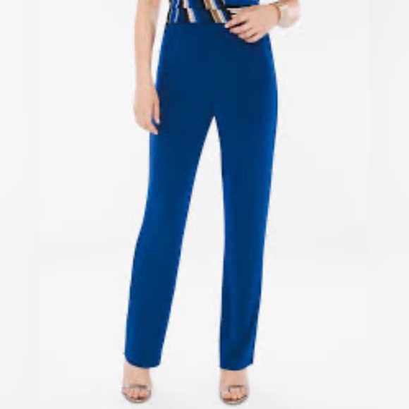 CHICO’S Travelers Sz 2 Reg Slinky Elasticized Waist Straight Leg Pull On Pants - Picture 1 of 11